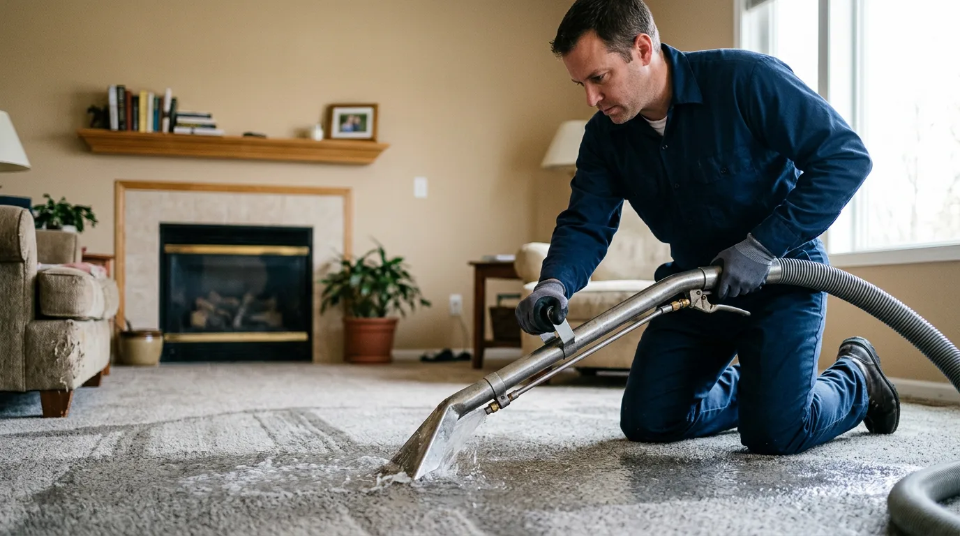 Water damage restoration technician working near De Witt, NE